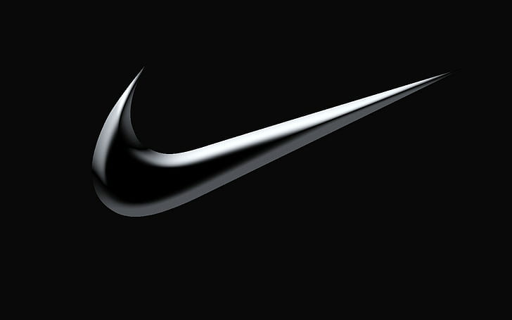 Logotipo, Nike, marca deportiva famosa, fondo oscuro, plata, logotipo de Nike, logotipo, Nike, marca deportiva famosa, fondo oscuro, plata, Fondo de pantalla HD