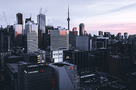 gedung bertingkat hitam, cityscape, Kanada, Toronto, bangunan, kedalaman bidang, Wallpaper HD HD wallpaper