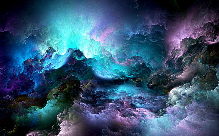 Colorful nebula, psychedelic, galaxy