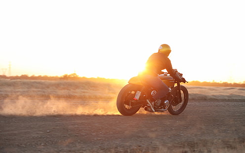 Motorcycle Sunset Sunlight HD, zachód słońca, światło słoneczne, rowery, motocykl, Tapety HD HD wallpaper