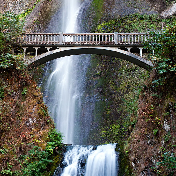 Multnomah Falls, bridges, columbiarivergorge, landscape, multnomahfalls, nature, nikon, nikonaf‑snikkor50mmf/1.4g, nikond700, oregon, photography, waterfalls, HD wallpaper