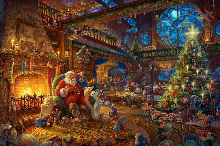 santa, snow, christmas, claus, HD wallpaper