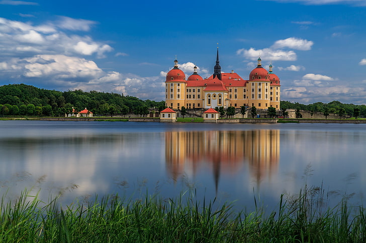 Wasser, Spiegelbild, Deutschland, Schloss Moritzburg, HD-Hintergrundbild