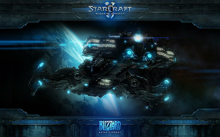 Alien Spce Ship, starcraft blizzard illustration, worlds, space, stars, skies, ships, alien, 3d and abstract, HD wallpaper