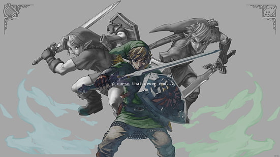 Fondo de pantalla de The Legend of Zelda Link, Zelda, The Legend of Zelda, tloz, Triforce, Link, Master Sword, Hylian Shield, Fondo de pantalla HD HD wallpaper