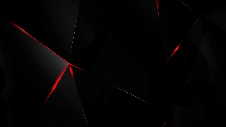 black dark abstract 3d shards glass red, HD wallpaper