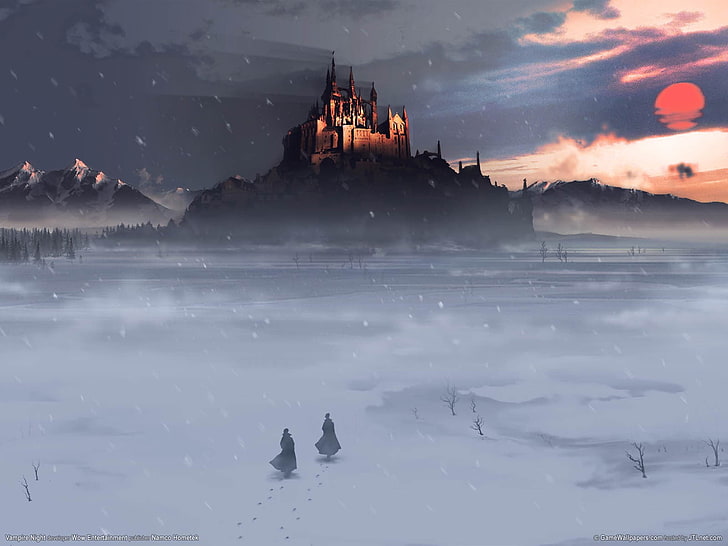 brown castle illustration, castle, fantasy art, HD wallpaper