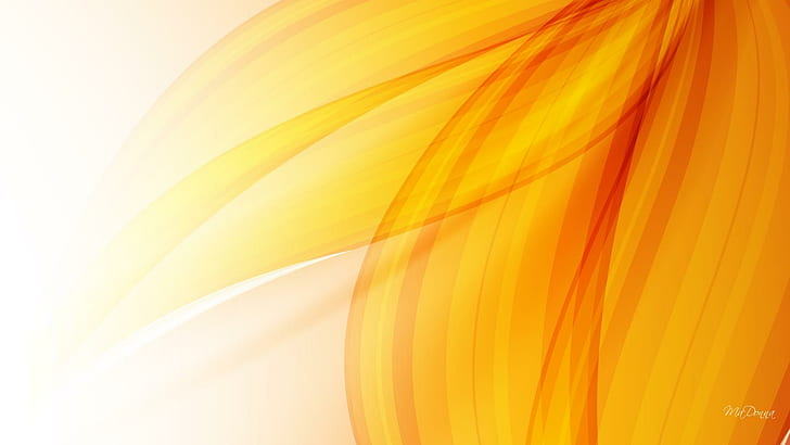 Autumn Silk, orange, yellow, simple silk, satin, fall, bright, abstract, swirls, gold, waves, autumn, 3d and abstrac, HD wallpaper