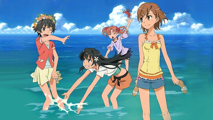 Anime, zu Aru Kagaku No Railgun, zu Kazari Uiharu, zu Kuroko Shirai, zu Mikoto Misaka, zu Ruiko Saten, HD-Hintergrundbild