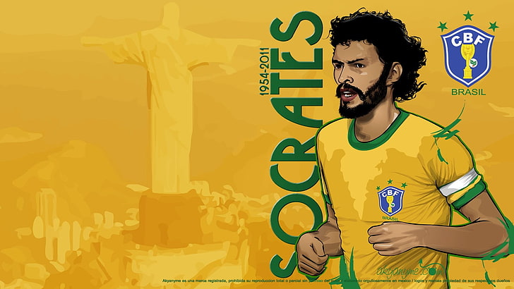 CBF Brasil player wallpaper, footballers, soccer, Socrates, Corinthians, Brasil, HD wallpaper