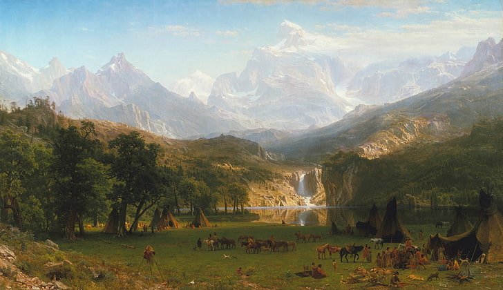 image, peinture, Albert Bierstadt, pic de Lander, les montagnes Rocheuses, Fond d'écran HD