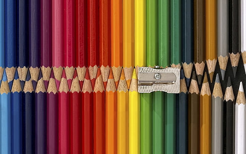 colored pencil lot, colored pencils, set, collection, sharpener, creative, idea, HD wallpaper HD wallpaper