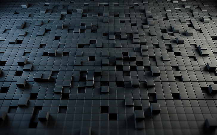 black cube illustration, abstraction, style, Cuba, cubes, 2560x1600, puzzle, HD wallpaper