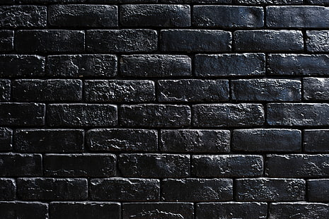 black wall bricks, wall, bricks, black, paint, HD wallpaper HD wallpaper