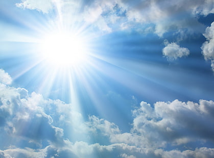 ดวงอาทิตย์ส่องแสงท้องฟ้าสีครามธรรมชาติดวงอาทิตย์และท้องฟ้าส่องแสง, วอลล์เปเปอร์ HD HD wallpaper