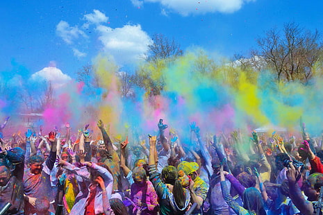 couleur, couleurs, festival, hindou, holi, vacances, inde, printemps, Fond d'écran HD HD wallpaper