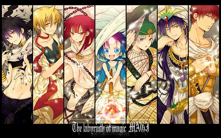 Aladdin (Magi), Magi: The Labyrinth of Magic, Alibaba Saluja, anime, collage, วอลล์เปเปอร์ HD