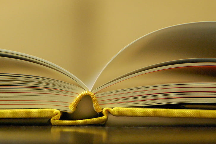 open page book in closeup photography, open, page, closeup photography, photography  book, spine, pages, yellow, macro, book, literature, education, learning, reading, textbook, library, wisdom, HD wallpaper