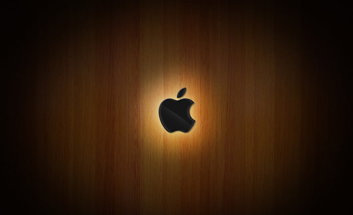 Applewood, logo Apple hitam, Komputer, Mac, Apple, Wood, Wallpaper HD