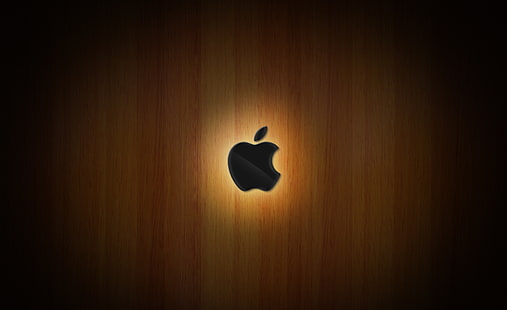 Applewood, черно лого на Apple, Компютри, Mac, Apple, Wood, HD тапет HD wallpaper