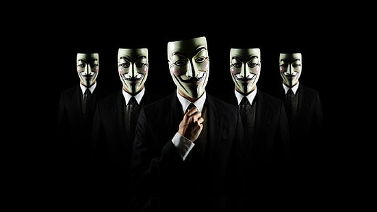 anonymen Anzug Krawatte Kerl Fawkes Hacker V für Vendetta schwarzen Hintergrund Sopastrike Acta 1920 x 1080 W Art Black HD Art, anonym, Anzug, HD-Hintergrundbild HD wallpaper