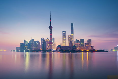 オリエンタルパール、上海、都市、都市景観、水、 HDデスクトップの壁紙 HD wallpaper