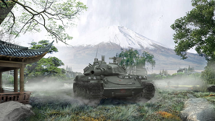 grey battle tank, Japan, tank, tanks, WoT, World of Tanks, Wargaming.Net, BigWorld, STB-1, HD wallpaper