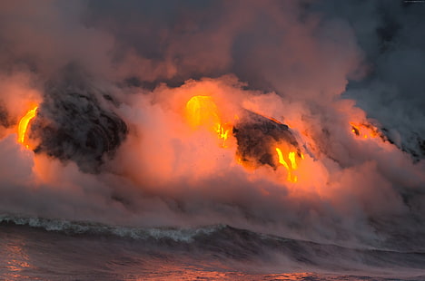 лава, 8k, 4k, путешествие, вулкан, Гавайи, извержение, фотоконкурс National Geographic Traveler, 5k, туризм, HD обои HD wallpaper