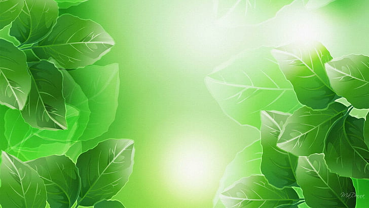 Spring Green Three, arbres, firefox persona, printemps, feuilles, lumière, vert, été, 3d et abstrait, Fond d'écran HD