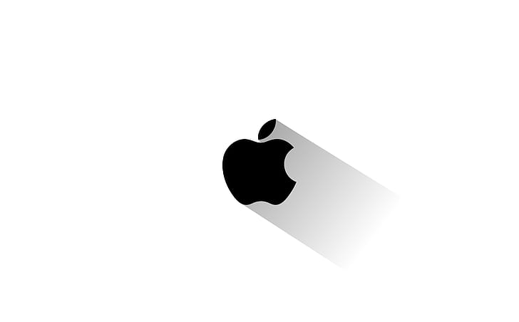 Logotipo de Apple, computadoras, Mac, Apple, blanco, sombra, logotipo, blanco y negro, Fondo de pantalla HD