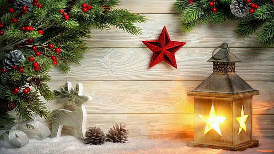 christmas, lantern, christmas decoration, candle light, candlelight, candle, cone, christmas lights, xmas, HD wallpaper HD wallpaper