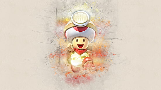 eroe, grafica, Toad (personaggio), Super Mario Bros., Captain Toad: Treasure Tracker, Super Smash Brothers, Sfondo HD HD wallpaper