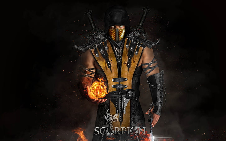 Scorpion from Mortal Kombat illustration, Scorpion (character), Mortal Kombat, video games, HD wallpaper
