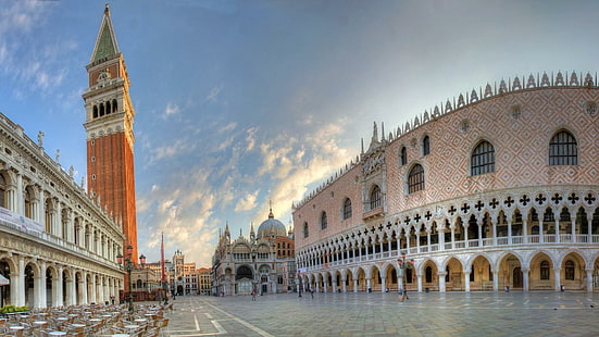 Piazza San Marco En Venecia, plazas, naturaleza, ciudades, viajes, naturaleza y paisajes., Fondo de pantalla HD HD wallpaper
