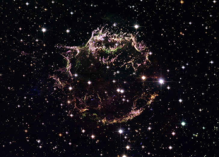 Vintergatan illustration, utrymme, stjärnor, nebulosa, cassiopeia a, HD tapet