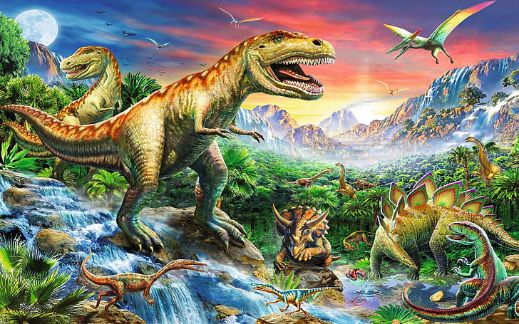 Dinozaury, Dino, Tiere, Wasser, Deutschland, Tapety HD