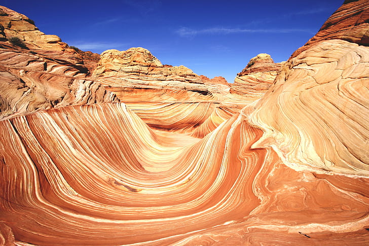 グランドキャニオンの図、The Wave、グランドキャニオン、図、波、パリアキャニオン、アリゾナ、砂漠、砂岩、自然、風景、米国、風景、岩-オブジェクト、キャニオン、地質、砂、侵食、赤、有名な場所、屋外、自然、ユタ、谷の美しさ、 HDデスクトップの壁紙