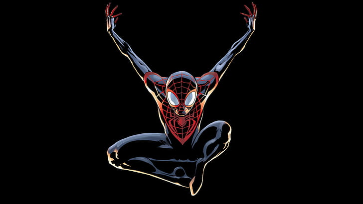 Ultimate Spider-Man Spider-Man Black HD, ilustracja spiderman, kreskówka / komiks, czarny, człowiek, pająk, ostateczny, Tapety HD