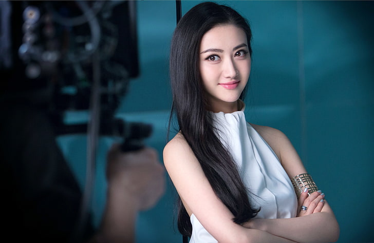 Cute Jing Tian In White Dress, HD wallpaper
