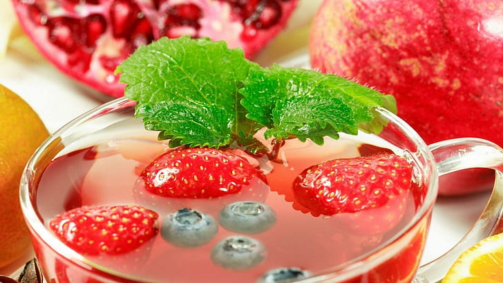 Minuman segar, segar, minuman, makanan, stroberi, buah-buahan, Wallpaper HD