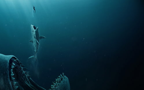 The Meg, 2018, Horror, Sci-Fi, 4K, Action, HD wallpaper HD wallpaper