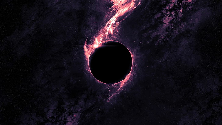 Ilustración del eclipse solar, fondo de pantalla digital de agujero negro, abstracto, planeta, espacio, púrpura, oscuro, arte espacial, arte digital, obra de arte, agujeros negros, galaxia, rosa, estrellas, Fondo de pantalla HD
