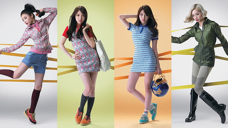 colagem de roupas de mulher, K-pop, dia da menina, coreano, colagem, asiáticos, mulheres, modelo, HD papel de parede