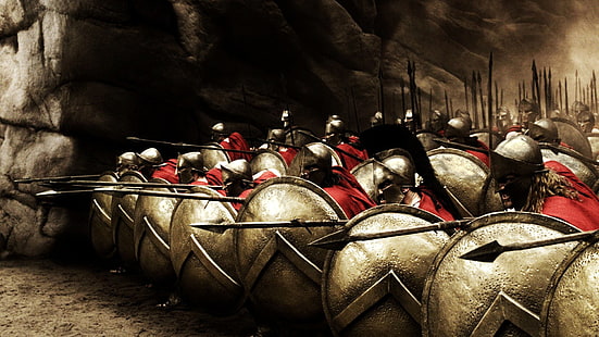 Film, 300, 300 (Film), Militär, Schild, Spartan, Speer, HD-Hintergrundbild HD wallpaper