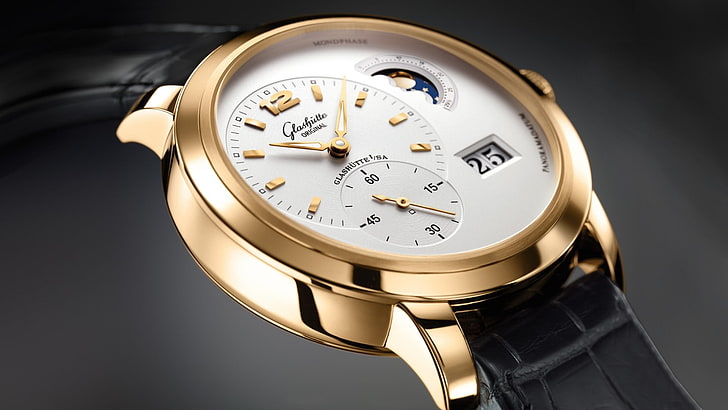Glashutte, Dial, Mens, Watches, Gold, Reliability, HD wallpaper