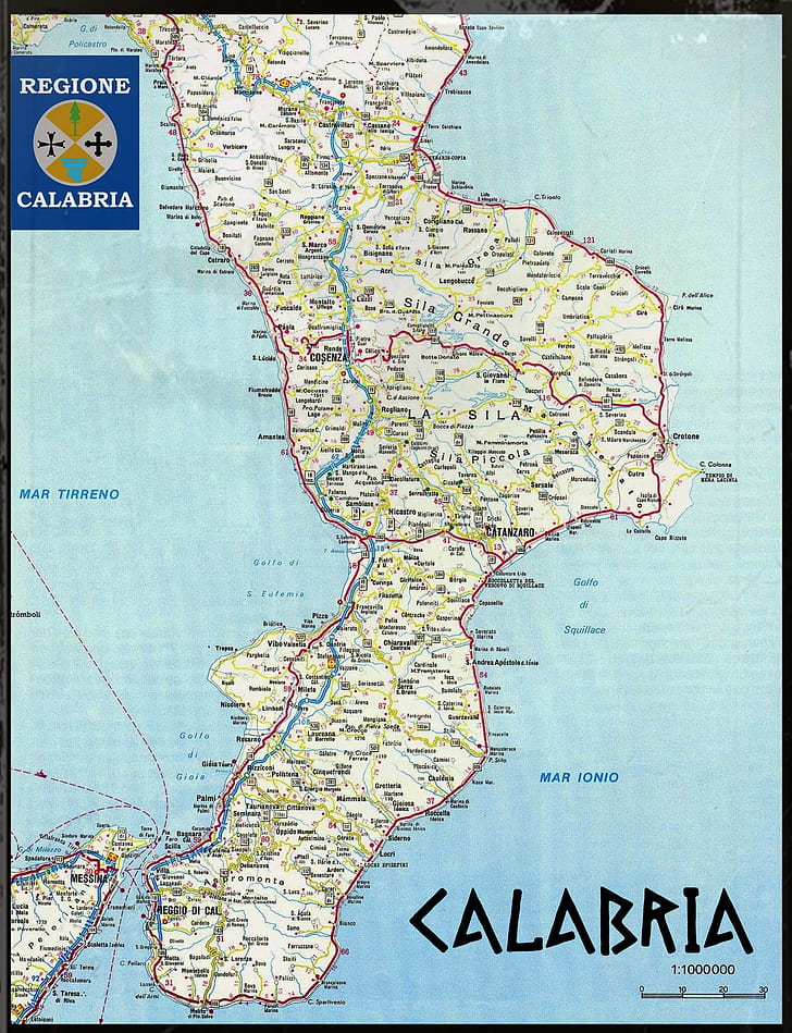 Włochy, Kalabria, mapa, stare, vintage, Tapety HD, tapety na telefon