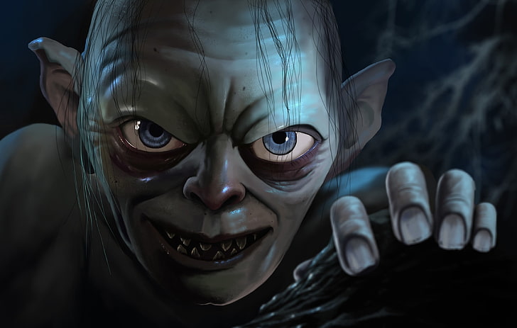 Gollum from The Lord of the Rings illustration, Gollum, The Lord of the Rings, CGI, creature, Smeagol, render, fantasy art, HD wallpaper