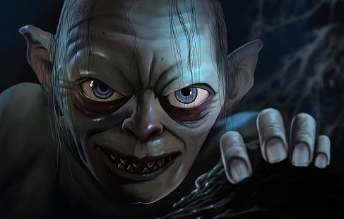 Gollum from The Lord of the Rings illustration, Gollum, The Lord of the Rings, CGI, stworzenie, Smeagol, render, fantasy art, Tapety HD HD wallpaper
