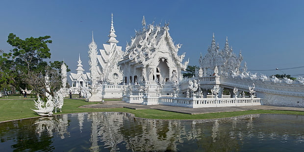 Templi, Wat Rong Khun, Chiang Rai, Tailandia, Sfondo HD HD wallpaper