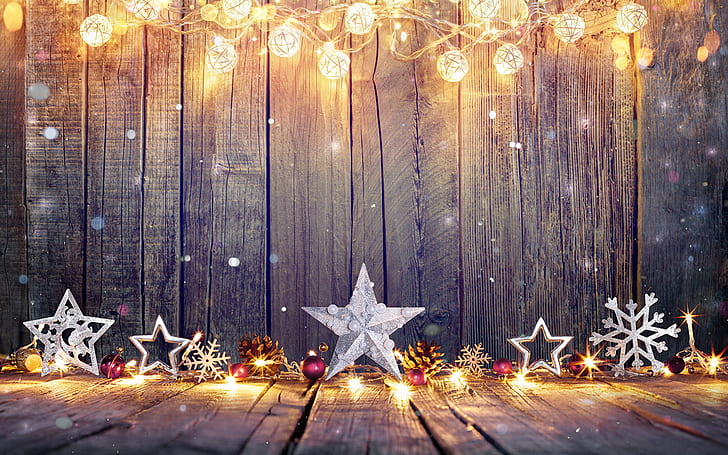 adornos ، عيد الميلاد ، estrellas ، العطل، خلفية HD